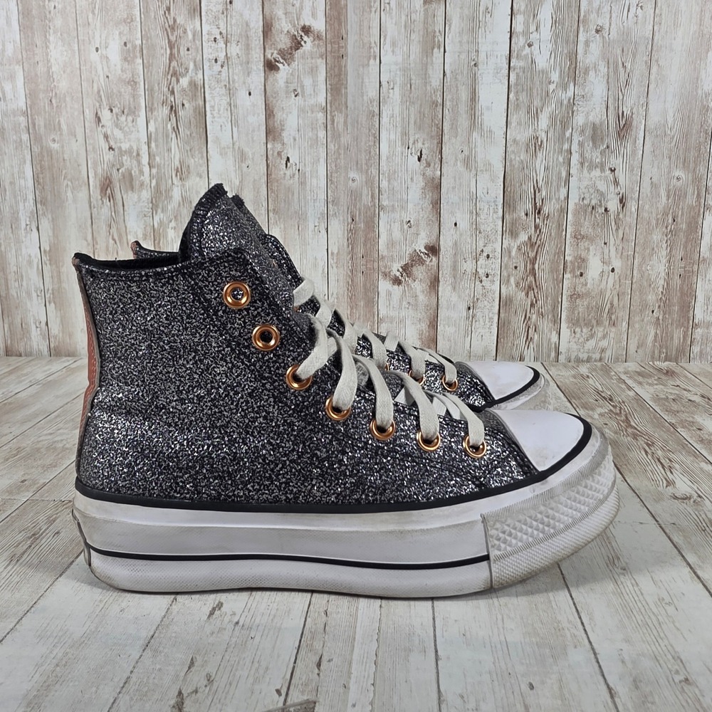 Converse Chuck Taylor All Star‎ Lift Platform Silver Glitter High Top A01301C 6
